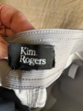 Kim Rogers Light Gray Trousers with Subtle Stripe Detail